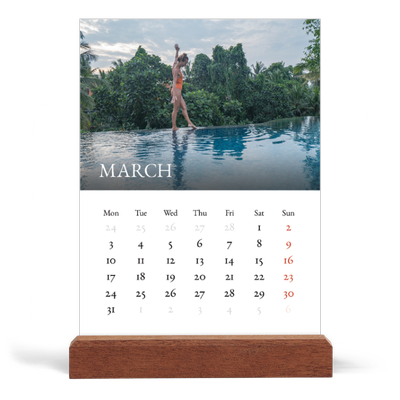 Easel Desk Calendar Portrait  — Simple serif [March]