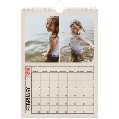 A5 Photo Calendar — Craft stamp effect [February]