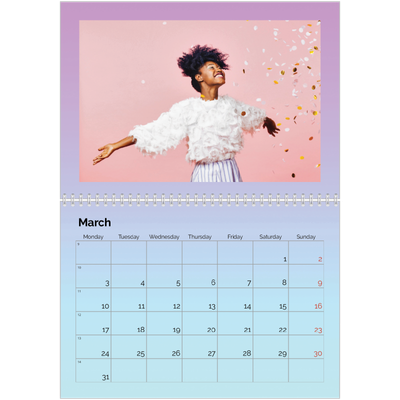 A4 Double Photo Calendar — Pastel shades [March]