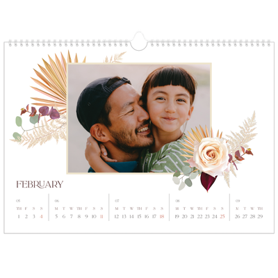 A3 Photo Calendar — Boho [February]