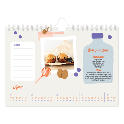 A5 Landscape Photo Calendar — Year in recipes [April]