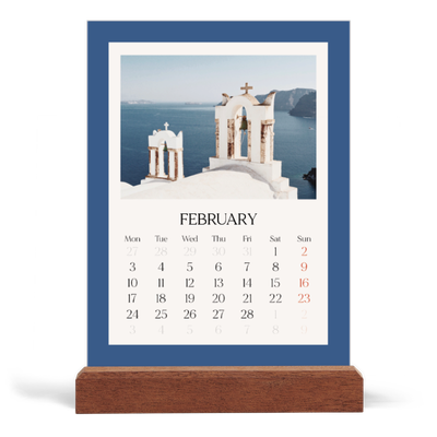 Easel Desk Calendar Portrait  — Classic colours [February]