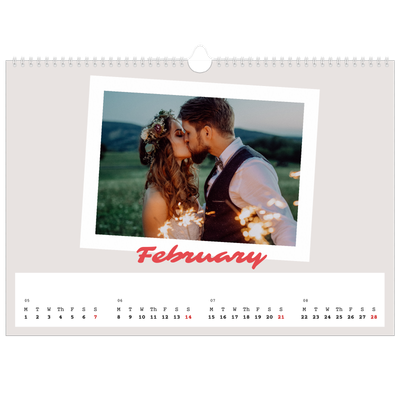 A3 Photo Calendar — Signed in crimson [February]