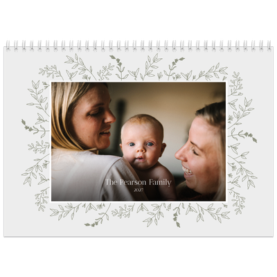 A4 Double Photo Calendar — Hand drawn flowers [cover]