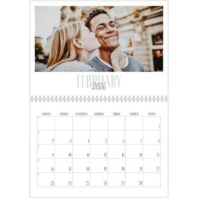 A4 Double Photo Calendar — Mixed typography [February]