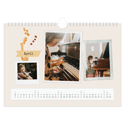 A4 Landscape Photo Calendar — Vintage scrapbooking [April]