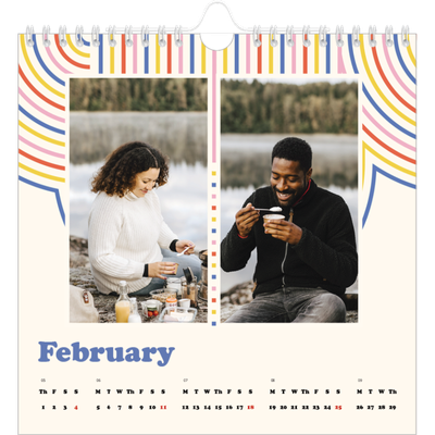 Square calendars  — Retro stripes [February]