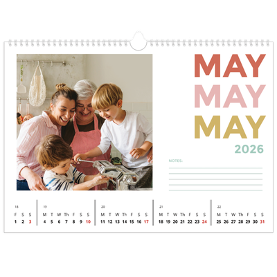 A3 Photo Calendar — Colourful type [cover]