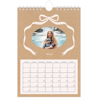 A5 Photo Calendar — Kraft and bow [March]