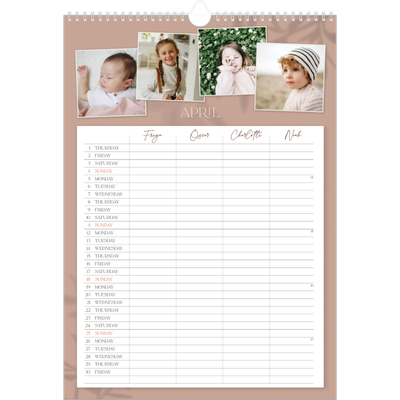 A3 Family Planner — Down to earth Planner - Family of 4 [April]