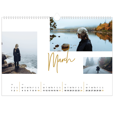 A3 Photo Calendar — Gold marker pen [March]