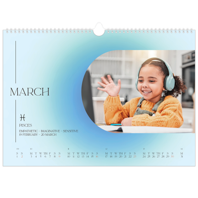 A3 Photo Calendar — Astrology gradients [March]