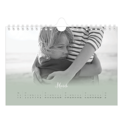 A5 Landscape Photo Calendar — Misty green [March]