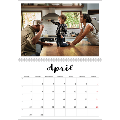 A4 Double Photo Calendar — Handwritten [April]