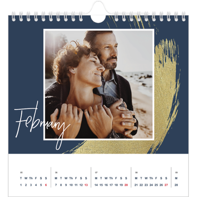 Square calendars  — Gold brush backgrounds [February]