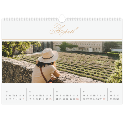A3 Photo Calendar — Gold script banner [April]