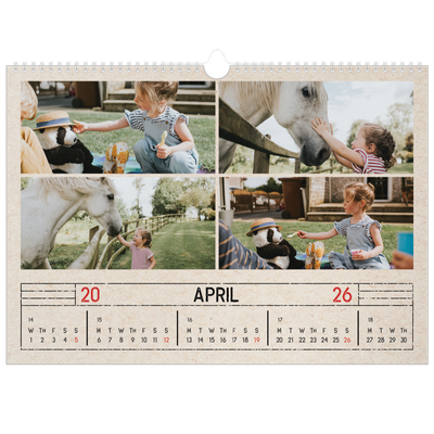 A3 Photo Calendar — Craft stamp effect [April]