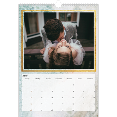 A3 photo calendars — Gold frame marble [April]