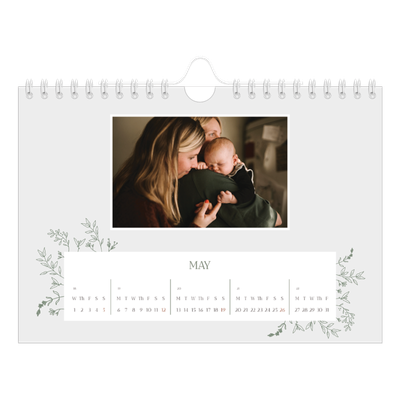 A5 Landscape Photo Calendar — Hand drawn flowers [cover]