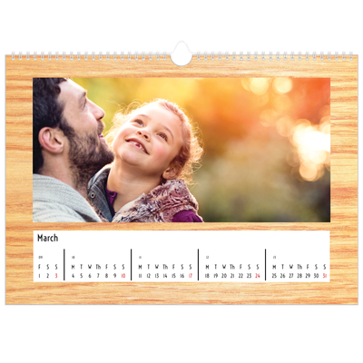 A3 Photo Calendar — Wood [March]