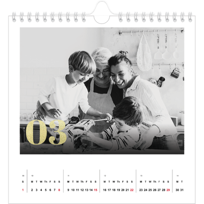 Square calendars  — Large glitter numbers [March]