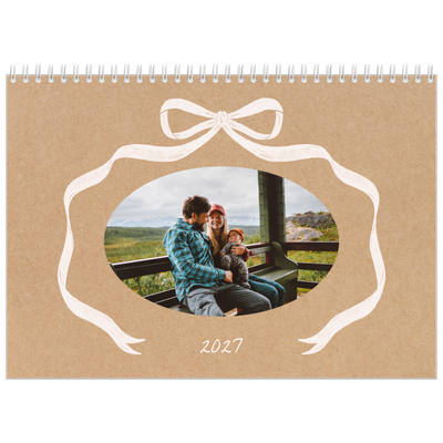 A4 Double Photo Calendar — Kraft and bow [cover]