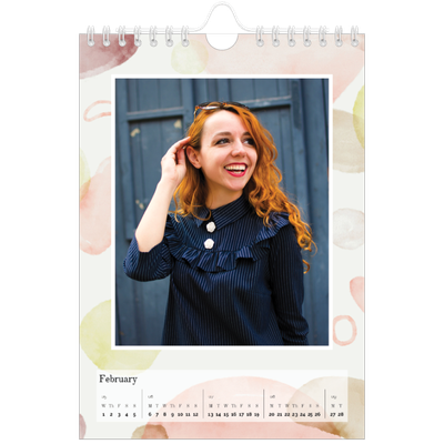 A5 Photo Calendar — Watercolour spots [February]