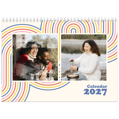 A4 Double Photo Calendar — Retro stripes [cover]