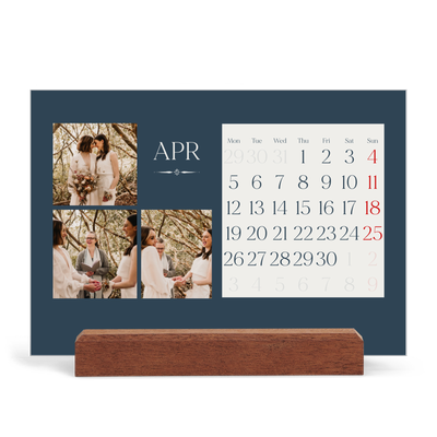 Easel Desk Calendar Landscape  — Slate and serifs [April]