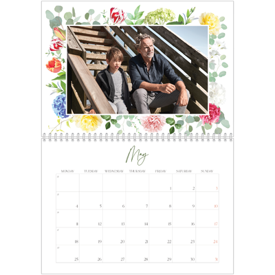 A4 Double Photo Calendar — Traditional flowers [cover]