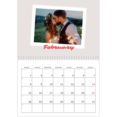 A4 Double Photo Calendar — Signed in crimson [February]