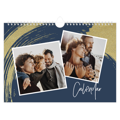 A4 Landscape Photo Calendar — Gold brush backgrounds [cover]