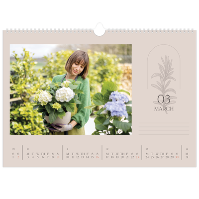 A3 Photo Calendar — Simple botanical [March]