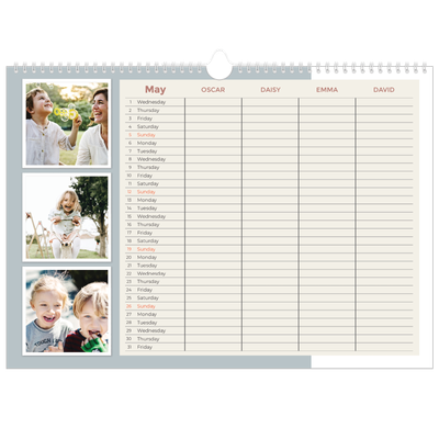 Family Planners A3 Landscape — Earthy frames Planner - Family of 4 [cover]