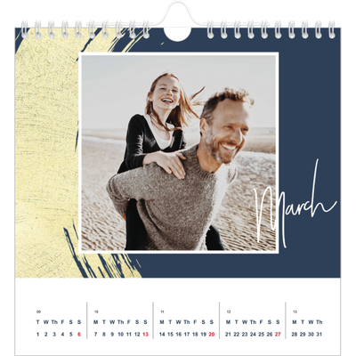 Square calendars  — Gold brush backgrounds [March]