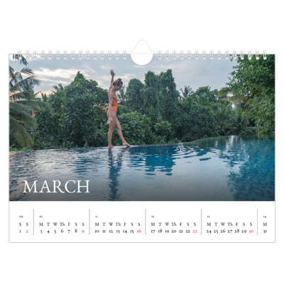 A4 Landscape Photo Calendar — Simple serif [March]