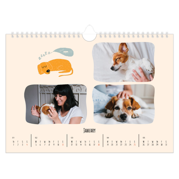 A4 Landscape Photo Calendar — Dog paws and doodles