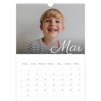 A3 photo calendars — Handwritten month [March]