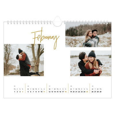 A4 Landscape Photo Calendar — Gold marker pen [February]