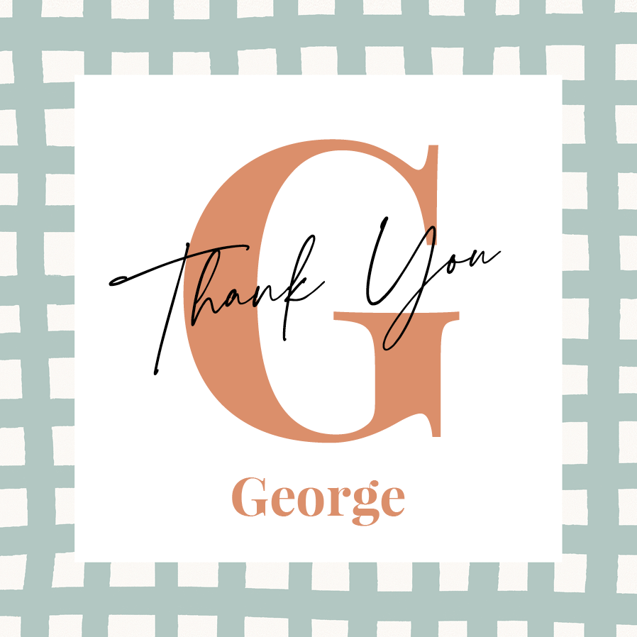 Thank you cards — Patchwork initial