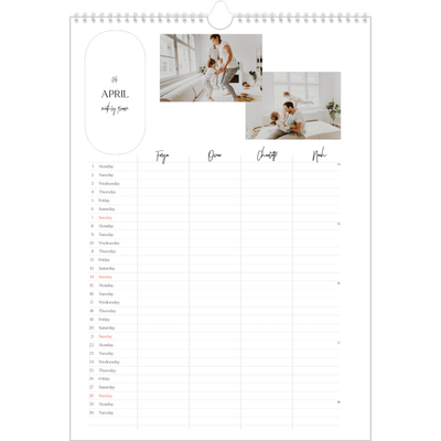 A3 Family Planner — Making plans Planner - Family of 4 [April]