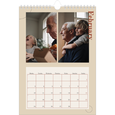 A4 Photo Calendar — Asymmetrical text [February]