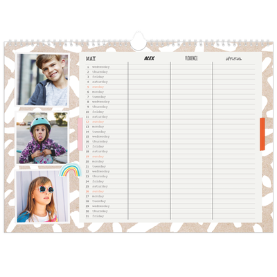 Family Planners A3 Landscape — Rustic Planner - Family of 3 [cover]