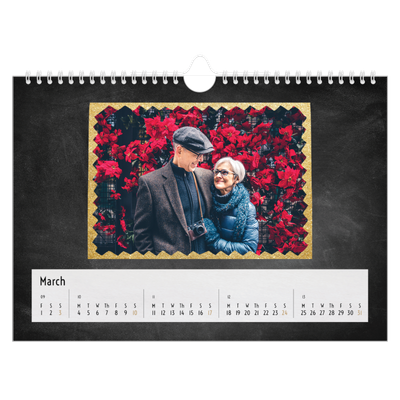 A4 Landscape Photo Calendar — Glitter frames [March]