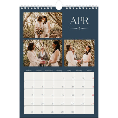 A4 Photo Calendar — Slate and serifs [April]