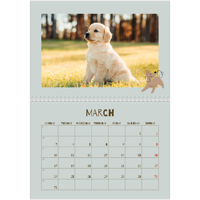 A4 Double Photo Calendar — Playful puppy [March]