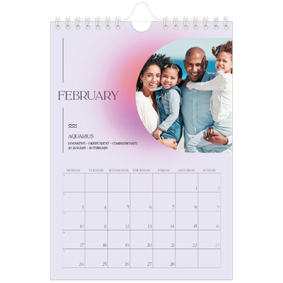 A5 Photo Calendar — Astrology gradients [February]