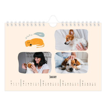 A5 Landscape Photo Calendar — Dog paws and doodles