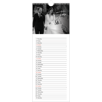 Slim Calendar (15 x 40cm) — Elegant script