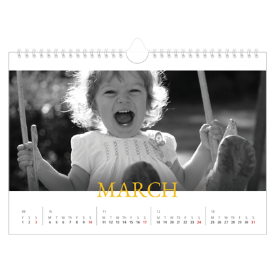 A4 Landscape Photo Calendar — Heritage style [March]
